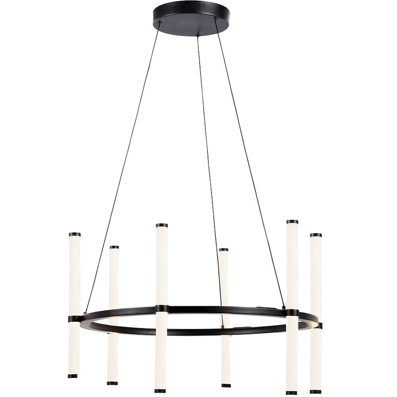 Dainolite Corvette 32in 10-Light Chandelier | Modern Matte Black and White Acrylic | Dining Room & Kitchen | 4200lm 3000K | Model CVT-3260C-MB