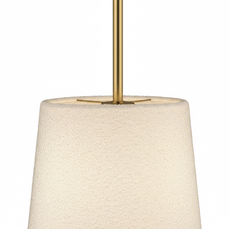 Dainolite Dalia 20in 1-Light Pendant | Modern Aged Brass and White Boucle Fabric | Dining Room & Living Room | 20 x 20 x 20 in | Model DAL-201P-AGB