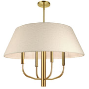 Dainolite Dalia 24in 4-Light Chandelier | Transitional Aged Brass and White Boucle Fabric | Dining Room & Entryway | 24 x 24 x 18 in | Model DAL-244C-AGB