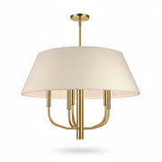 Dainolite Dalia 24in 4-Light Chandelier | Transitional Aged Brass and White Boucle Fabric | Dining Room & Entryway | 24 x 24 x 18 in | Model DAL-244C-AGB
