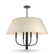 Dainolite Dalia 24in 4-Light Chandelier | Transitional Matte Black and White Boucle Fabric | Dining Room & Entryway | 24 x 24 x 18 in | Model DAL-244C-MB