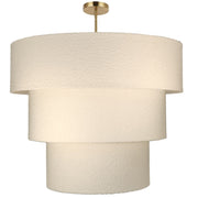 Dainolite Dalia 30in 9-Light Tiered Pendant | Transitional Aged Brass and White Boucle Fabric | Dining Room & Kitchen Island | 30 x | Model DAL-309P-AGB