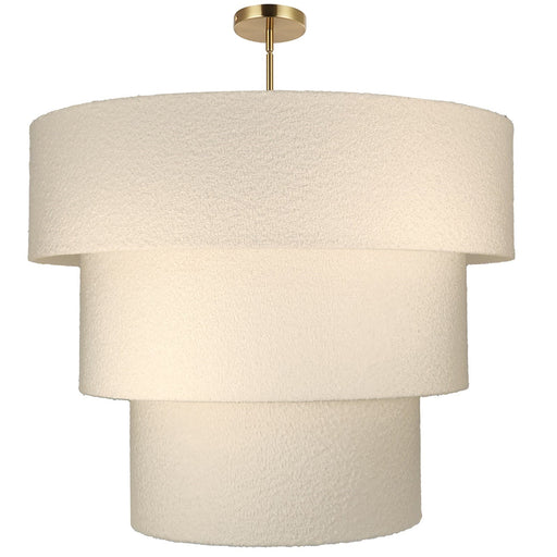 Dainolite Dalia 30in 9-Light Tiered Pendant | Transitional Aged Brass and White Boucle Fabric | Dining Room & Kitchen Island | 30 x | Model DAL-309P-AGB