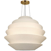 Dainolite Dalia 32in 9-Light Pendant | Transitional Aged Brass and White Boucle Fabric | Dining Room & Entryway | 32 x 32 x 24.5 in | Model DAL-3224P-AGB