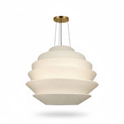 Dainolite Dalia 32in 9-Light Pendant | Transitional Aged Brass and White Boucle Fabric | Dining Room & Entryway | 32 x 32 x 24.5 in | Model DAL-3224P-AGB