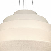 Dainolite Dalia 32in 9-Light Pendant | Transitional Aged Brass and White Boucle Fabric | Dining Room & Entryway | 32 x 32 x 24.5 in | Model DAL-3224P-AGB