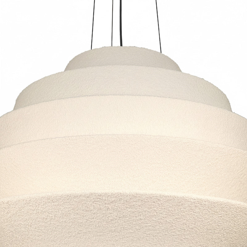 Dainolite Dalia 32in 9-Light Pendant | Transitional Aged Brass and White Boucle Fabric | Dining Room & Entryway | 32 x 32 x 24.5 in | Model DAL-3224P-AGB