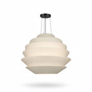 Dainolite Dalia 32in 9-Light Pendant | Transitional Matte Black and White Boucle Fabric | Dining Room & Entryway | 32 x 32 x 24.5 in | Model DAL-3224P-MB