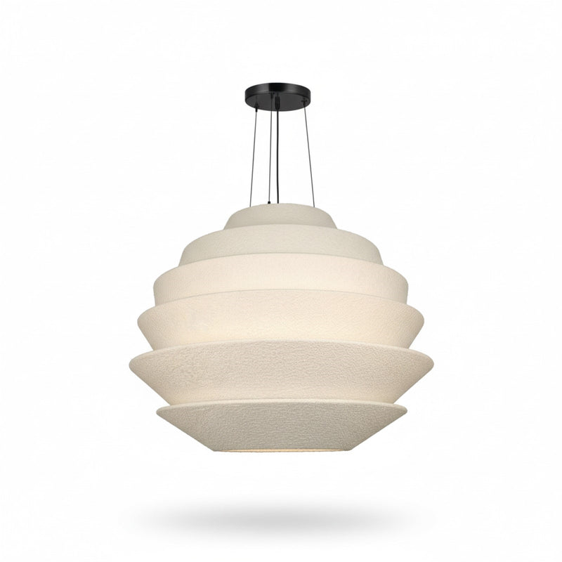Dainolite Dalia 32in 9-Light Pendant | Transitional Matte Black and White Boucle Fabric | Dining Room & Entryway | 32 x 32 x 24.5 in | Model DAL-3224P-MB