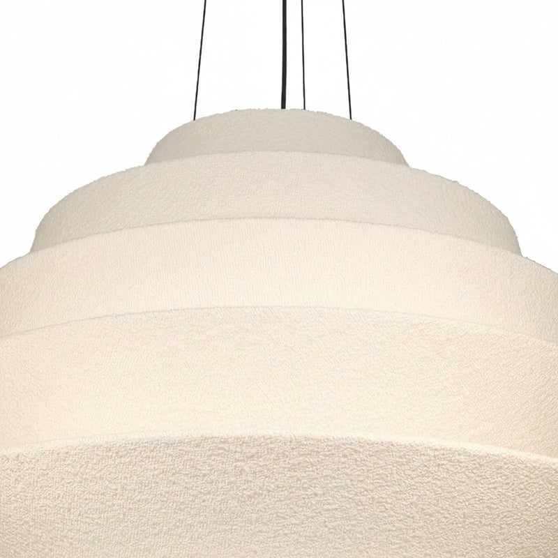 Dainolite Dalia 32in 9-Light Pendant | Transitional Matte Black and White Boucle Fabric | Dining Room & Entryway | 32 x 32 x 24.5 in | Model DAL-3224P-MB