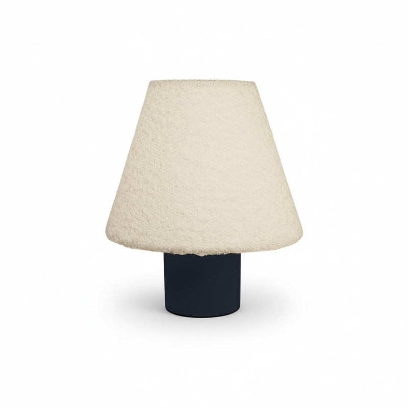 Dainolite Dalia 8in Table Lamp | Transitional Black Concrete and White Boucle Fabric | Bedroom & Living Room Accent | 1-Light E26, 60W | Model DAL-91T-MB