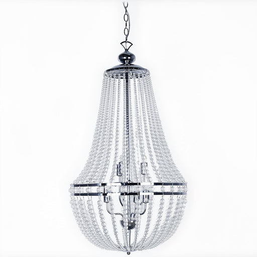 Dainolite Dawson 20in 6-Light Chandelier | Transitional Polished Chrome and Clear Acrylic | Dining Room & Living Room | Model DAW-386C-PC-CLR