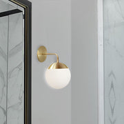 Dainolite Dayana 11in 1-Light Wall Sconce | Transitional Aged Brass and White Glass | Bathroom & Hallway Accent | 7 x 10 x 12 in | Model DAY-141W-AGB