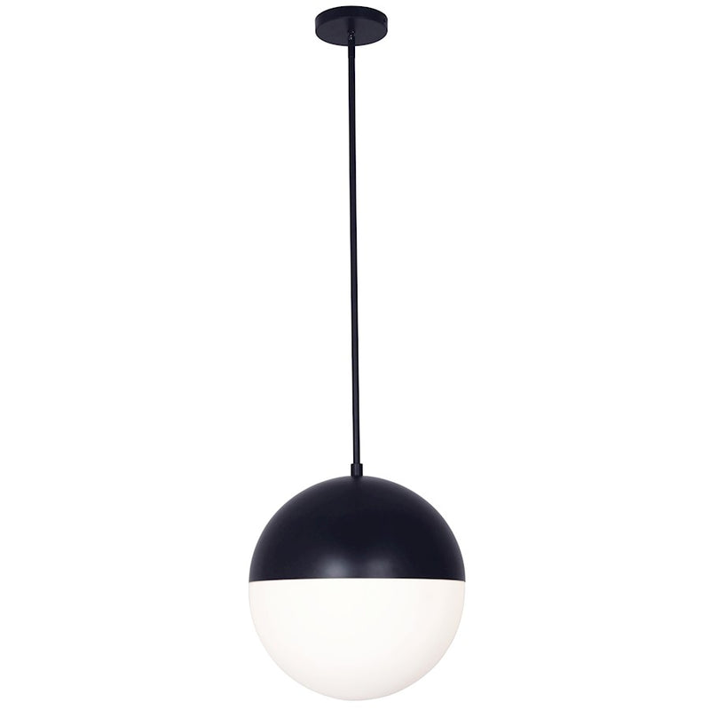 Dainolite Dayana 14in 3-Light Pendant | Matte Black and White Glass | Kitchen Island & Dining Room | 14 x 14 x 14 in | Model DAY-143P-MB