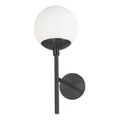 Dainolite Dayana 15in 1-Light Wall Sconce | Transitional Matte Black and White Glass | Bedroom & Hallway Accent | Model DAY-161W-MB