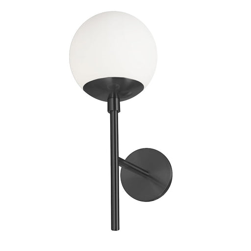 Dainolite Dayana 15in 1-Light Wall Sconce | Transitional Matte Black and White Glass | Bedroom & Hallway Accent | Model DAY-161W-MB