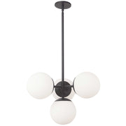 Dainolite Dayana 21in 4-Light Pendant | Transitional Matte Black and White Opal Glass | Kitchen Island & Dining Room | Model DAY-214P-MB