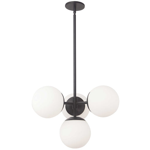 Dainolite Dayana 21in 4-Light Pendant | Transitional Matte Black and White Opal Glass | Kitchen Island & Dining Room | Model DAY-214P-MB