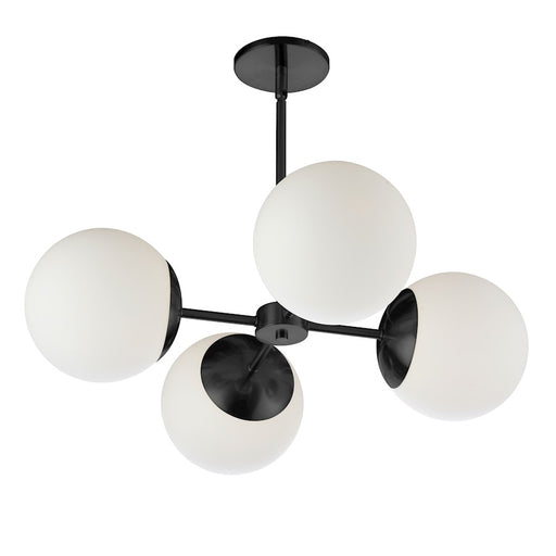 Dainolite Dayana 24in 4-Light Chandelier | Transitional Matte Black and Opal White Glass | Dining Room & Foyer | 24 x 24 x 7 in | Model DAY-244C-MB