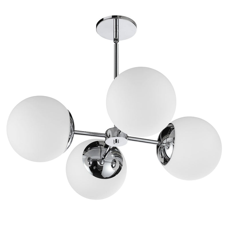 Dainolite Dayana 24in 4-Light Chandelier | Transitional Polished Chrome and Opal White Glass | Kitchen Island & Dining Room | 24 x 24 | Model DAY-244C-PC