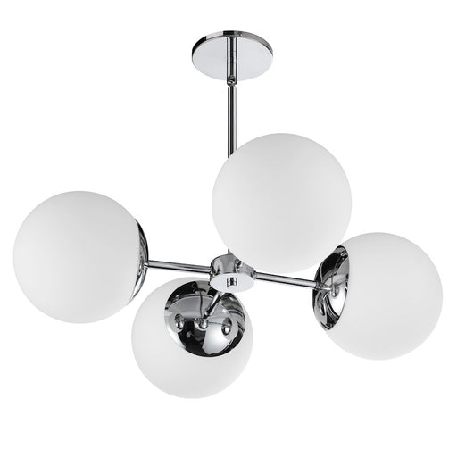 Dainolite Dayana 24in 4-Light Chandelier | Transitional Polished Chrome and Opal White Glass | Kitchen Island & Dining Room | 24 x 24 | Model DAY-244C-PC