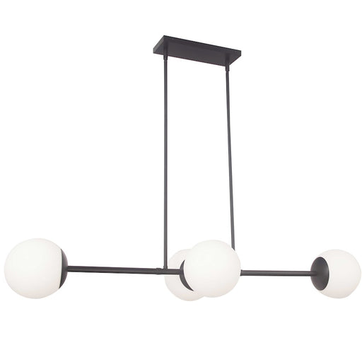 Dainolite Dayana 48in 4-Light Pendant | Transitional Matte Black and White Opal Glass | Kitchen Island & Dining Room | Model DAY-484HP-MB