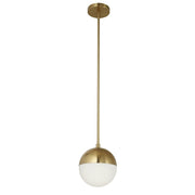 Dainolite Dayana 7in 1-Light Pendant | Transitional Aged Brass Metal and White Opal Glass | Kitchen & Dinette | 7 x 7 x 8 in | Model DAY-71P-AGB