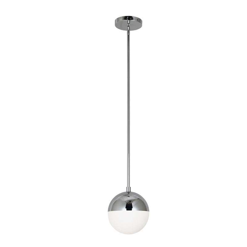 Dainolite Dayana 7in 1-Light Pendant | Polished Chrome and White Glass | Kitchen Island | 7 x 7 x 8 in | Model DAY-71P-PC