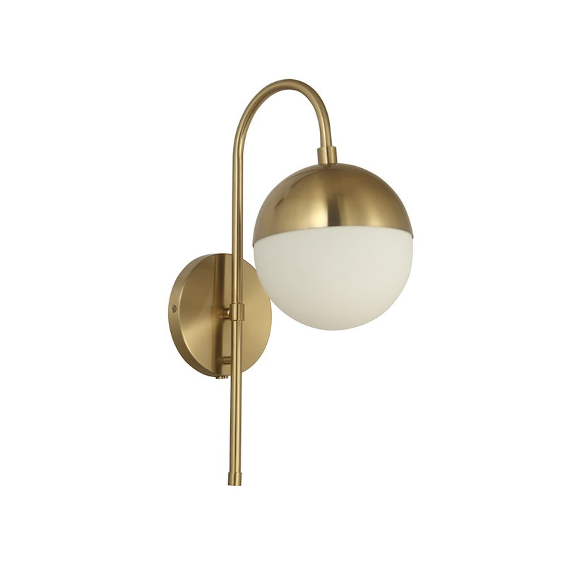 Dainolite Dayana 1-Light Wall Sconce | Transitional Aged Brass Metal and White Opal Glass | Bedroom & Hallway Accent Light | 7 x 11 x | Model DAY-71W-AGB
