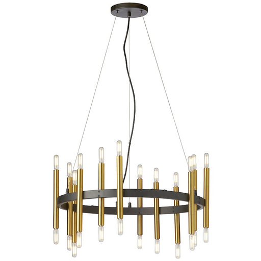 Dainolite Derry 24in 24-Light Chandelier | Matte Black and Aged Brass Metal | Foyer & Dining Room | 24 x 24 x 10 in | Model DER-2424C-MB-AGB