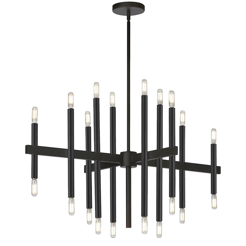 Dainolite Derry 34in 20-Light Chandelier | Transitional Matte Black Metal | Dining Room & Foyer | 22 x 34 x 17 in | Model DER-3420C-MB