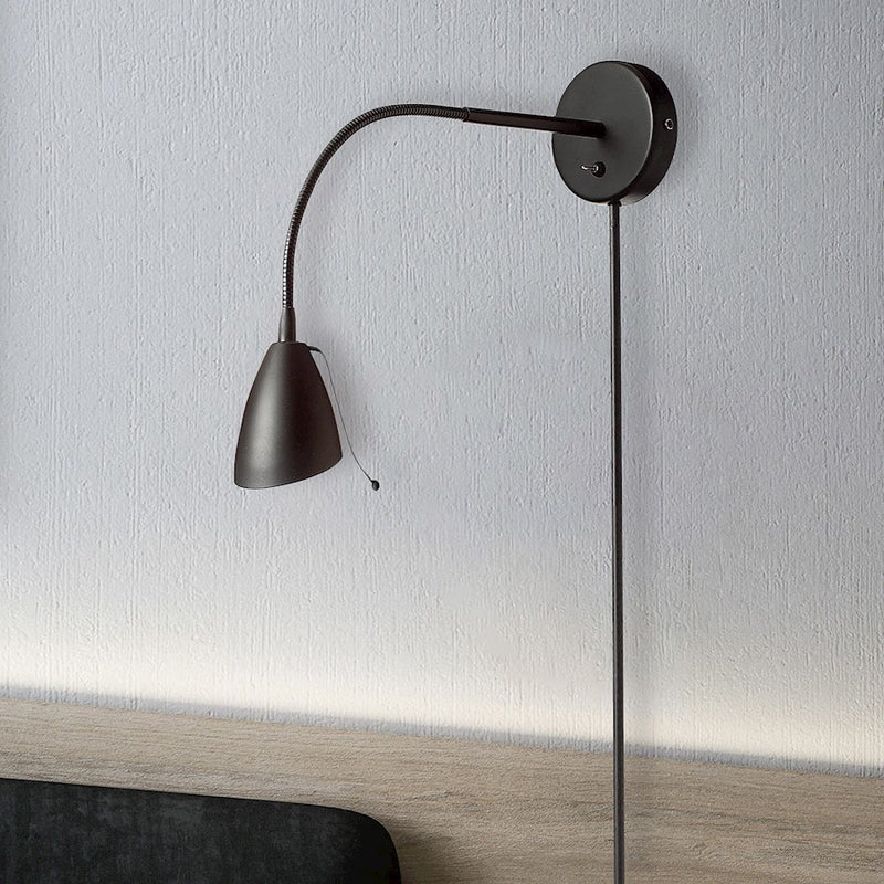 Dainolite Windford 20in 1-Light Wall Sconce | Matte Black Metal Gooseneck | Bedroom & Office | 20 x 4.5 x 4.5 in | Model DGUW224-MB
