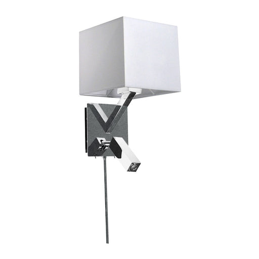 Dainolite DLED496-PC 1-Light LED Wall Sconce | Polished Chrome and White Fabric Shade | Bedroom & Hallway Accent | 8 x 7 x 15 in | Model DLED496-PC