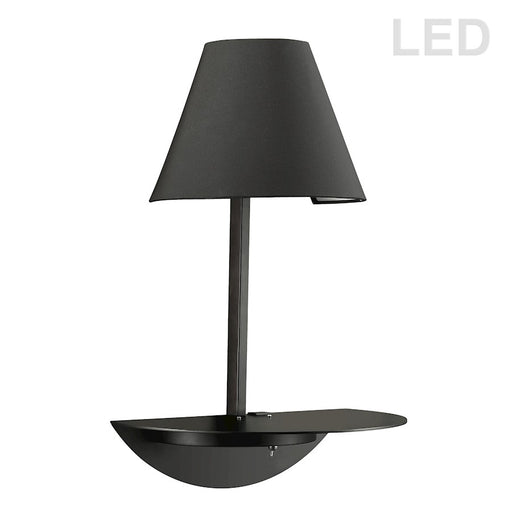 Dainolite DLED504-BK 1-Light LED Wall Sconce | Contemporary Matte Black and Black Hardback Shade | Living Room & Hallway Accent | Model DLED504-BK