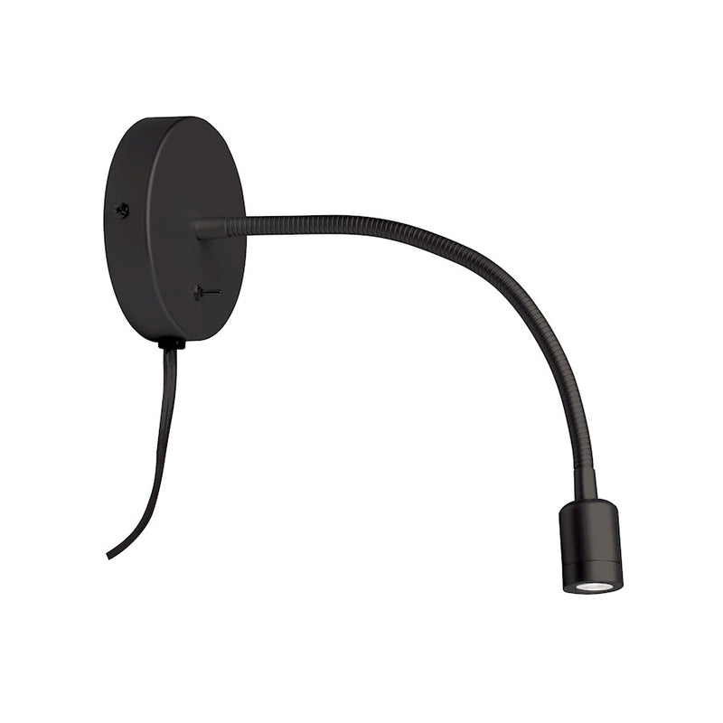 Dainolite Wynne 14in 1-Light Wall Sconce | Modern Matte Black Metal with Diffuser | Bedroom & Office Reading Light | 210 Lumens | Model DLEDW-263-MB