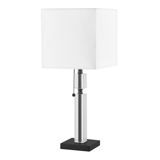 Dainolite Fernanda 8in 1-Light Table Lamp | Modern Matte Black and White Fabric Shade | Bedroom & Office Desk | 8 x 8 x 19 in | Model DM231-MB