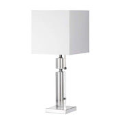 Dainolite DM231-PC Table Lamp | Polished Chrome Steel and Acrylic with White Linen Shade | Bedroom & Living Room Accent | Model DM231-PC
