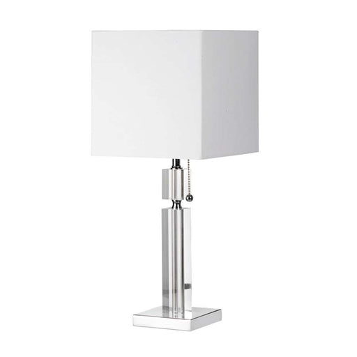 Dainolite DM231-PC Table Lamp | Polished Chrome Steel and Acrylic with White Linen Shade | Bedroom & Living Room Accent | Model DM231-PC