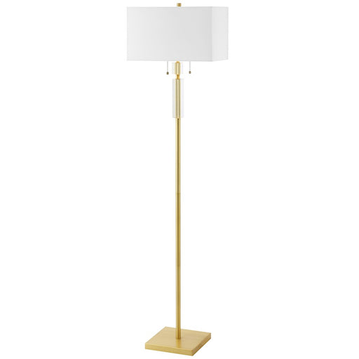 Dainolite Fernanda 15in 2-Light Floor Lamp | Modern Aged Brass and White Fabric Shade | Living Room & Office | 15 x 10 x 60 in | Model DM231F-AGB