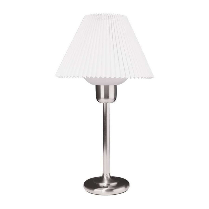 Dainolite DM980-SC 25in Table Lamp | Satin Chrome Metal and Fabric Shade | Living Room & Bedroom Accent | 1-Light, 200W Max, Hi/Lo Switch | Model DM980-SC