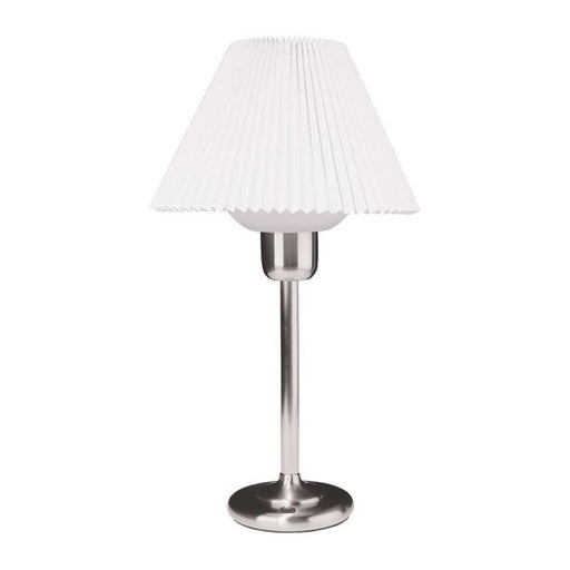 Dainolite DM980-SC 25in Table Lamp | Satin Chrome Metal and Fabric Shade | Living Room & Bedroom Accent | 1-Light, 200W Max, Hi/Lo Switch | Model DM980-SC