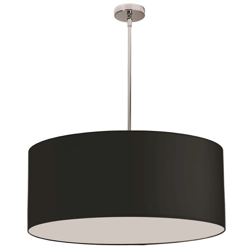 Dainolite Drum 28in 1-Light Pendant | Modern Black Fabric and Satin Chrome Steel | Dining Room & Living Room | 28 x 28 x 16.5 in | Model DRM-L-797