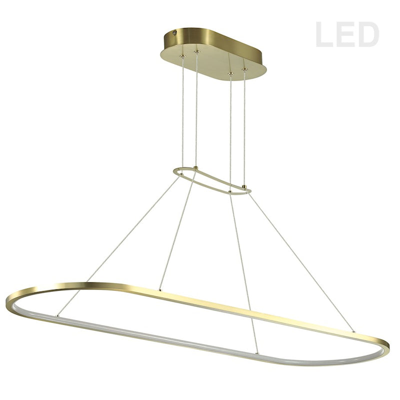 Dainolite Daytona 40in 1-Light Pendant | Modern Aged Brass Metal | Kitchen Island & Dining Room | 12-72in Drop, 3200 Lumens | Model DTA-4046LEDHP-AGB