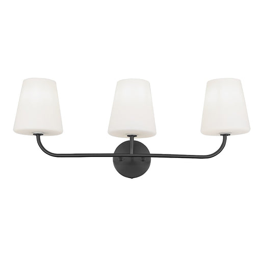 Dainolite Eleanor 26in 3-Light Vanity | Contemporary Matte Black and White Opal Glass | Bathroom & Powder Room | Model ELN-213W-MB-WH