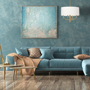 Dainolite Eleanor 22in 4-Light Chandelier | Aged Brass and White Fabric Drum Shade | Dining Room & Living Room | Model ELN-224C-AGB-790