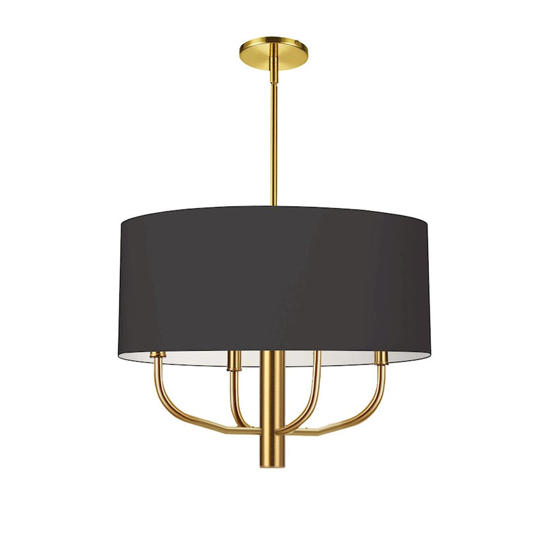 Dainolite Eleanor 22in 4-Light Chandelier | Transitional Aged Brass and Black Fabric | Living Room, Foyer & Dining Room | 22 x 22 | Model ELN-224C-AGB-797
