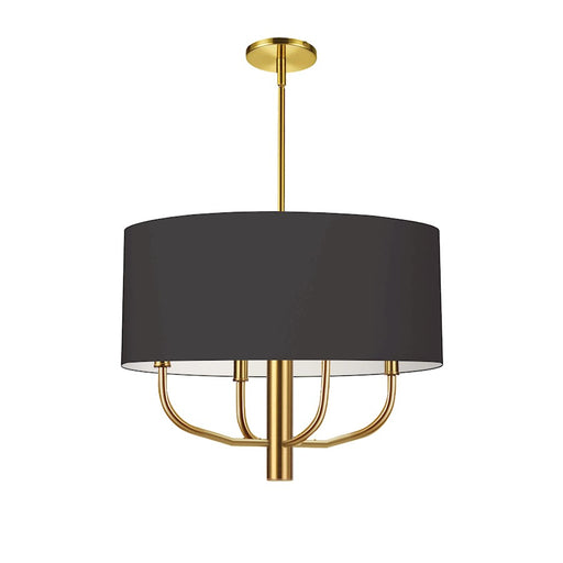 Dainolite Eleanor 22in 4-Light Chandelier | Transitional Aged Brass and Black Fabric | Living Room, Foyer & Dining Room | 22 x 22 | Model ELN-224C-AGB-797