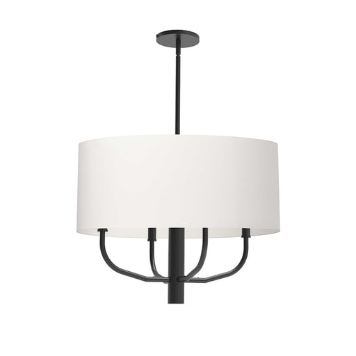Dainolite Eleanor 22in 4-Light Chandelier | Matte Black and White Fabric Drum Shade | Dining Room & Living Room | Model ELN-224C-MB-790