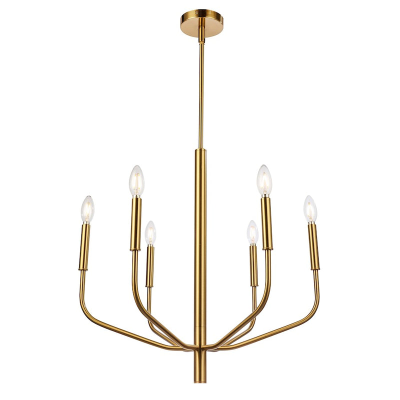 Dainolite Eleanor 24in 6-Light Chandelier | Contemporary Aged Brass | Dining Room & Foyer | 24 x 24 x 24 in | Model ELN-246C-AGB