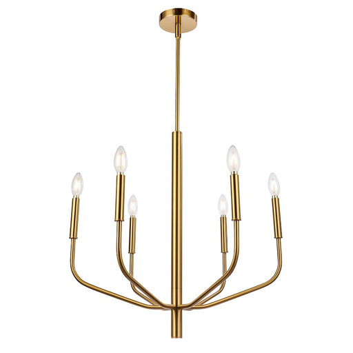 Dainolite Eleanor 24in 6-Light Chandelier | Contemporary Aged Brass | Dining Room & Foyer | 24 x 24 x 24 in | Model ELN-246C-AGB